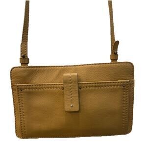 Lucky Brand Crossbody Tan Brown Leather Mini Minimalist Travel Boho Wallet Purse